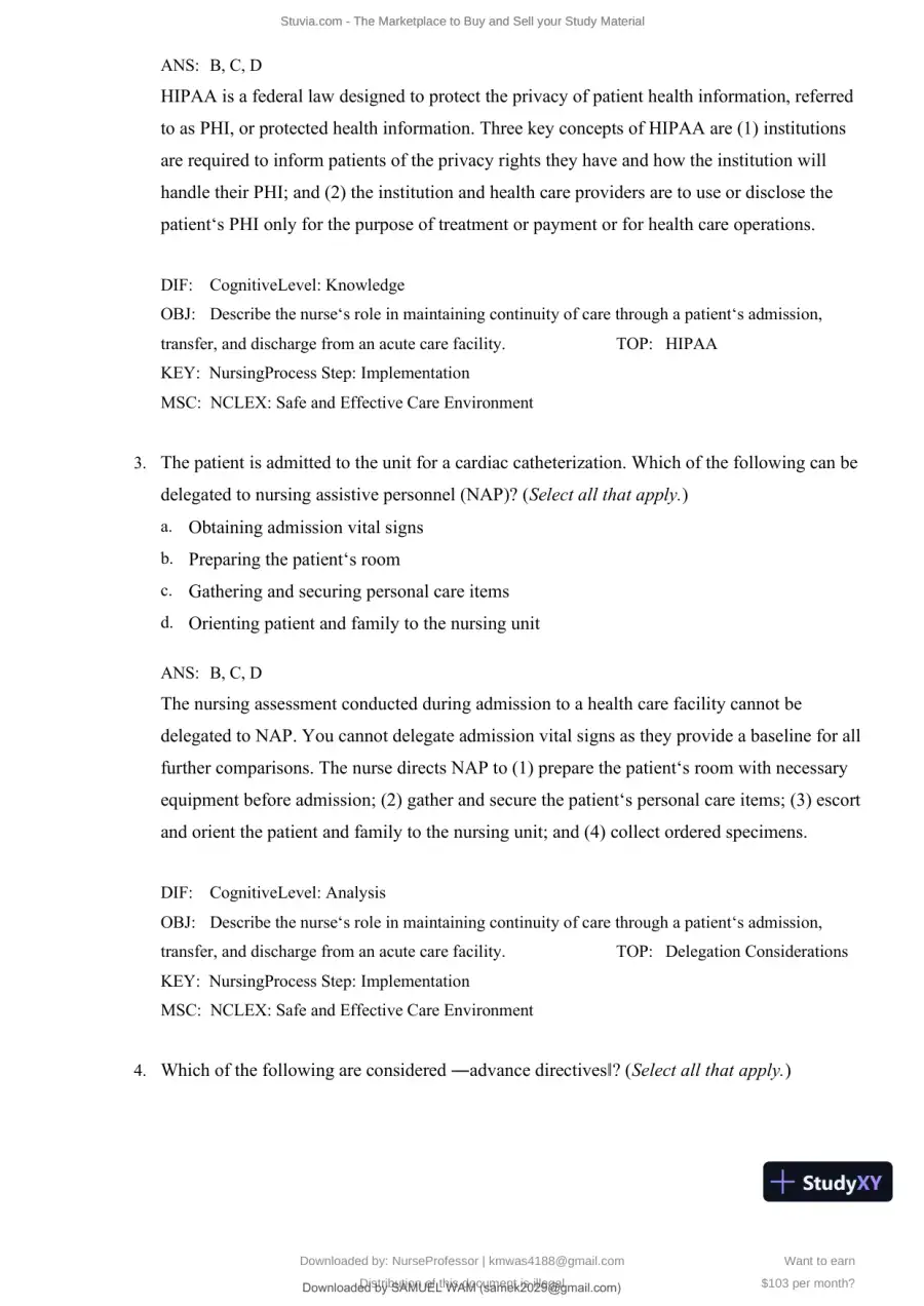 Test Bank for Clinical Nursing Skills and Techniques, 10th Edition (Chapters 1-43), page 31