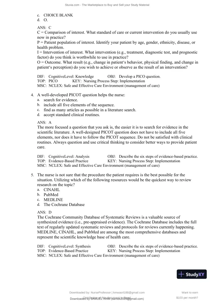 Test Bank for Clinical Nursing Skills and Techniques, 10th Edition (Chapters 1-43), page 5