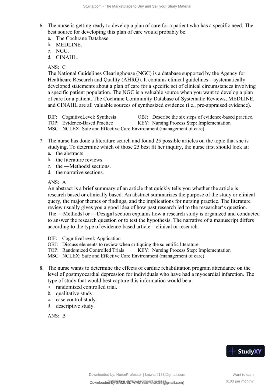 Test Bank for Clinical Nursing Skills and Techniques, 10th Edition (Chapters 1-43), page 6