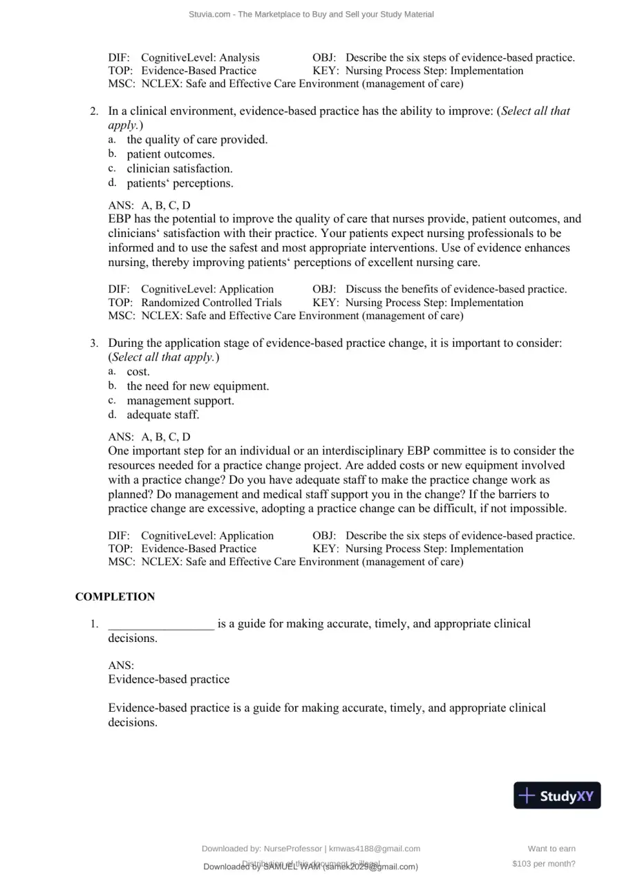 Test Bank for Clinical Nursing Skills and Techniques, 10th Edition (Chapters 1-43), page 8