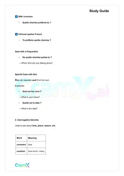 French I - Interrogatives Exclamations - Page 2 preview image