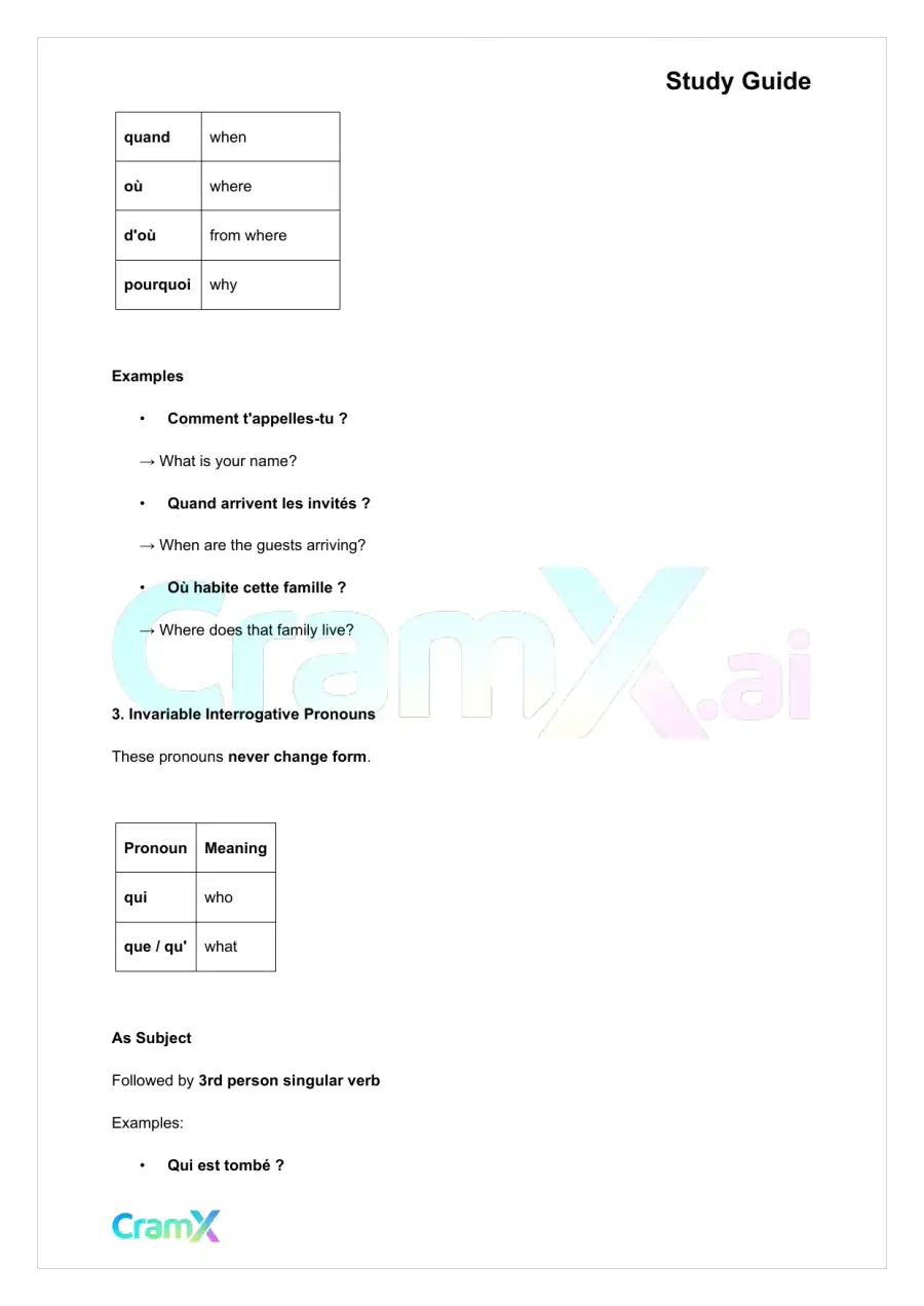 French I - Interrogatives Exclamations, page 3