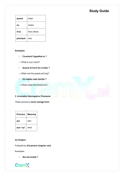 French I - Interrogatives Exclamations - Page 3 preview image