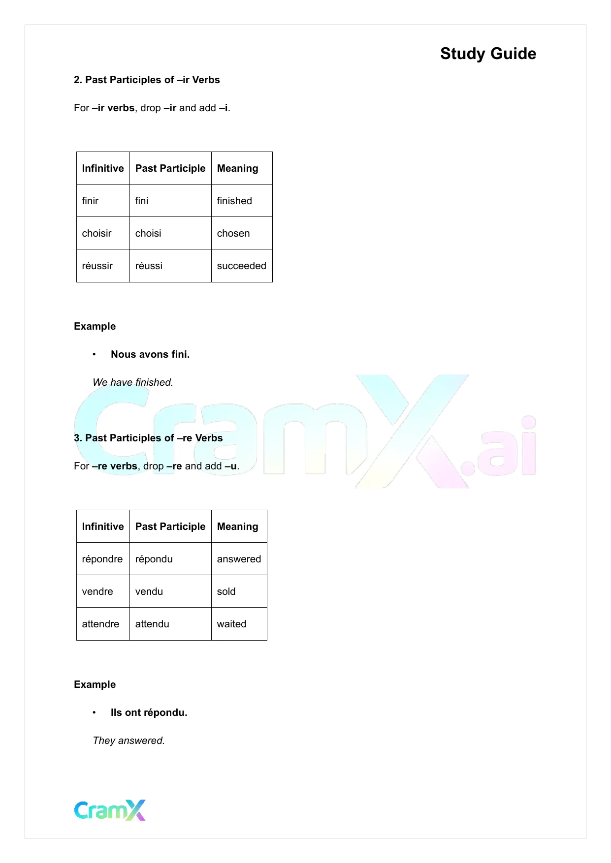 French I - The Passe Compose - Page 2 preview image