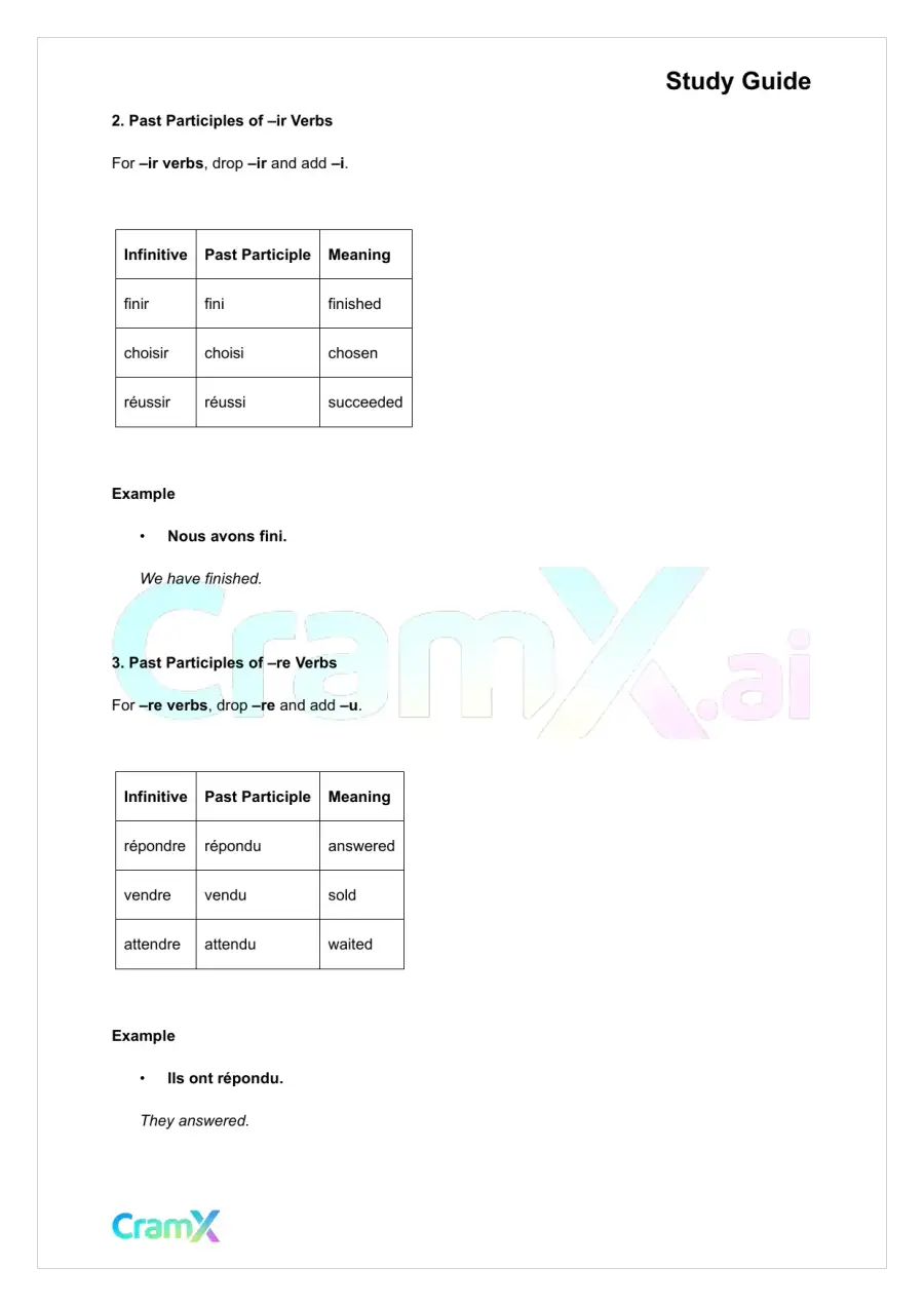 French I - The Passe Compose, page 2