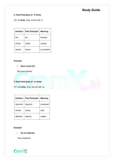 French I - The Passe Compose - Page 2 preview image