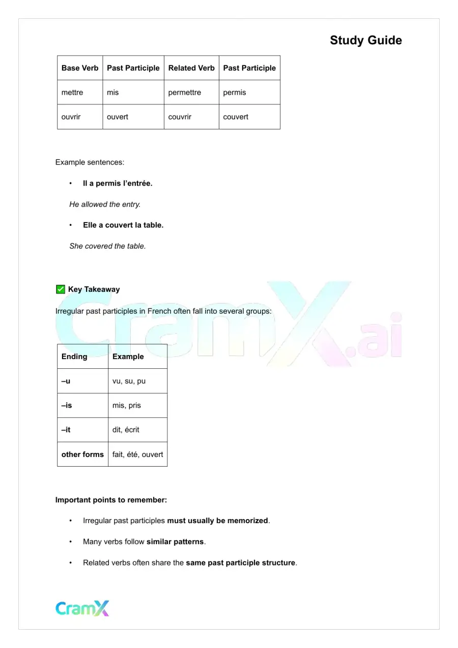 French I - The Passe Compose, page 8