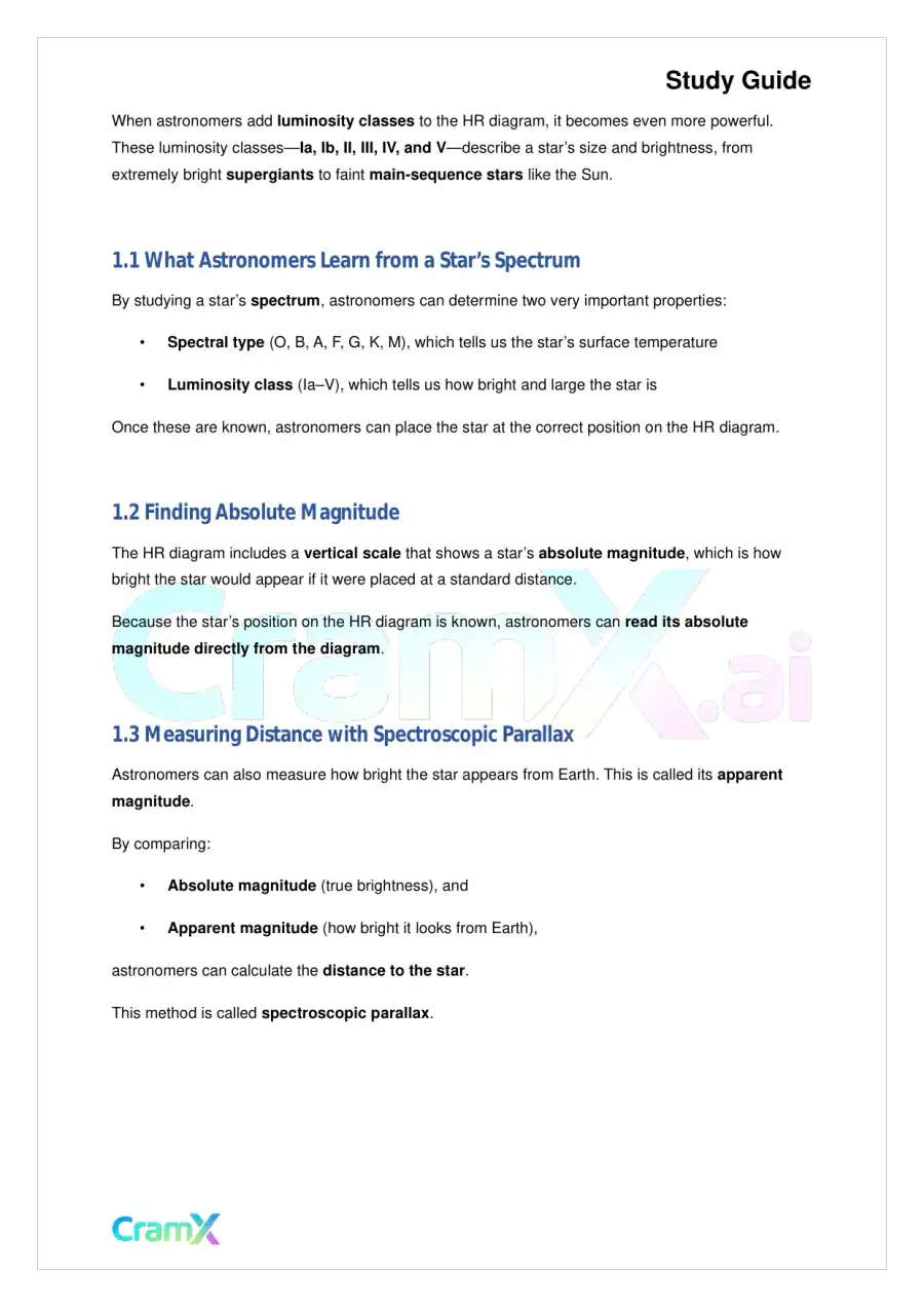 Astronomy - The Hertzsprung-Russell Diagram, page 2