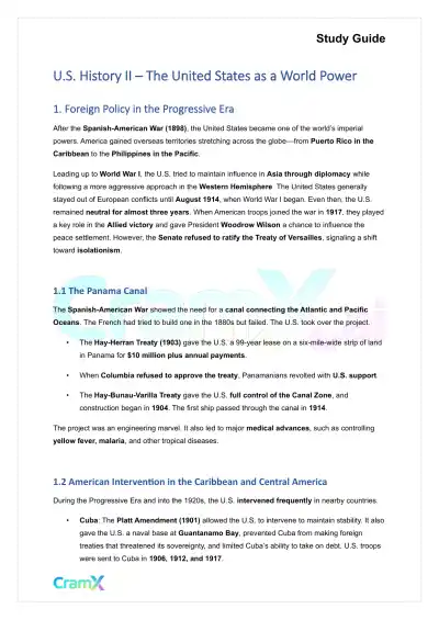 U.S. History II - The United States as a World Power - Page 1 preview image
