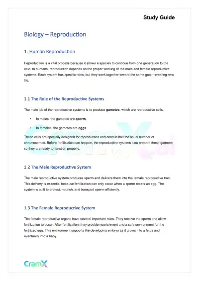 Biology - Reproduction - Page 1 preview image