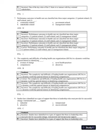 Shortell And Kaluzny's Healthcare Management: Organization Design And Behavior, 6th Edition Test Bank - Page 10 preview image