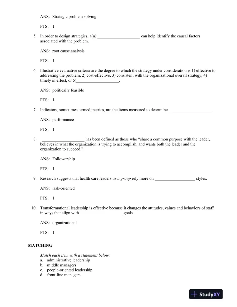 Shortell And Kaluzny's Healthcare Management: Organization Design And Behavior, 6th Edition Test Bank, page 12