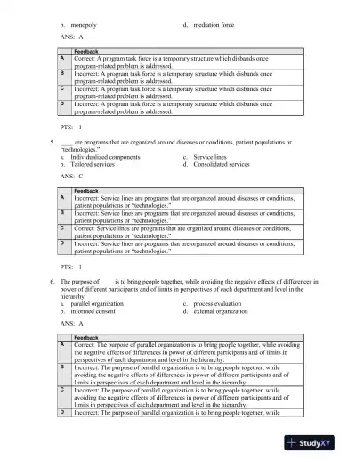 Shortell And Kaluzny's Healthcare Management: Organization Design And Behavior, 6th Edition Test Bank - Page 15 preview image