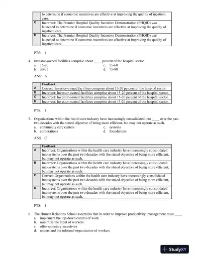 Shortell And Kaluzny's Healthcare Management: Organization Design And Behavior, 6th Edition Test Bank - Page 3 preview image
