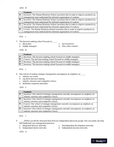 Shortell And Kaluzny's Healthcare Management: Organization Design And Behavior, 6th Edition Test Bank - Page 4 preview image