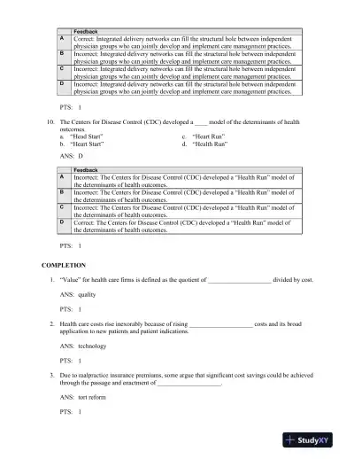 Shortell And Kaluzny's Healthcare Management: Organization Design And Behavior, 6th Edition Test Bank - Page 5 preview image