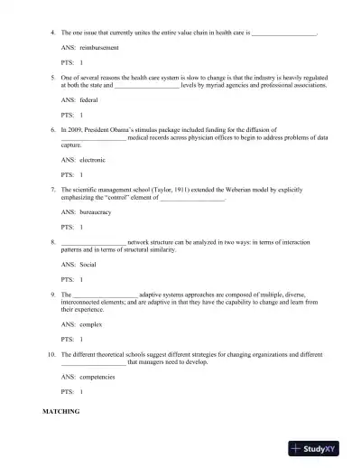 Shortell And Kaluzny's Healthcare Management: Organization Design And Behavior, 6th Edition Test Bank - Page 6 preview image