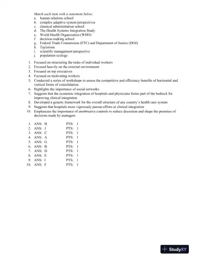 Shortell And Kaluzny's Healthcare Management: Organization Design And Behavior, 6th Edition Test Bank - Page 7 preview image