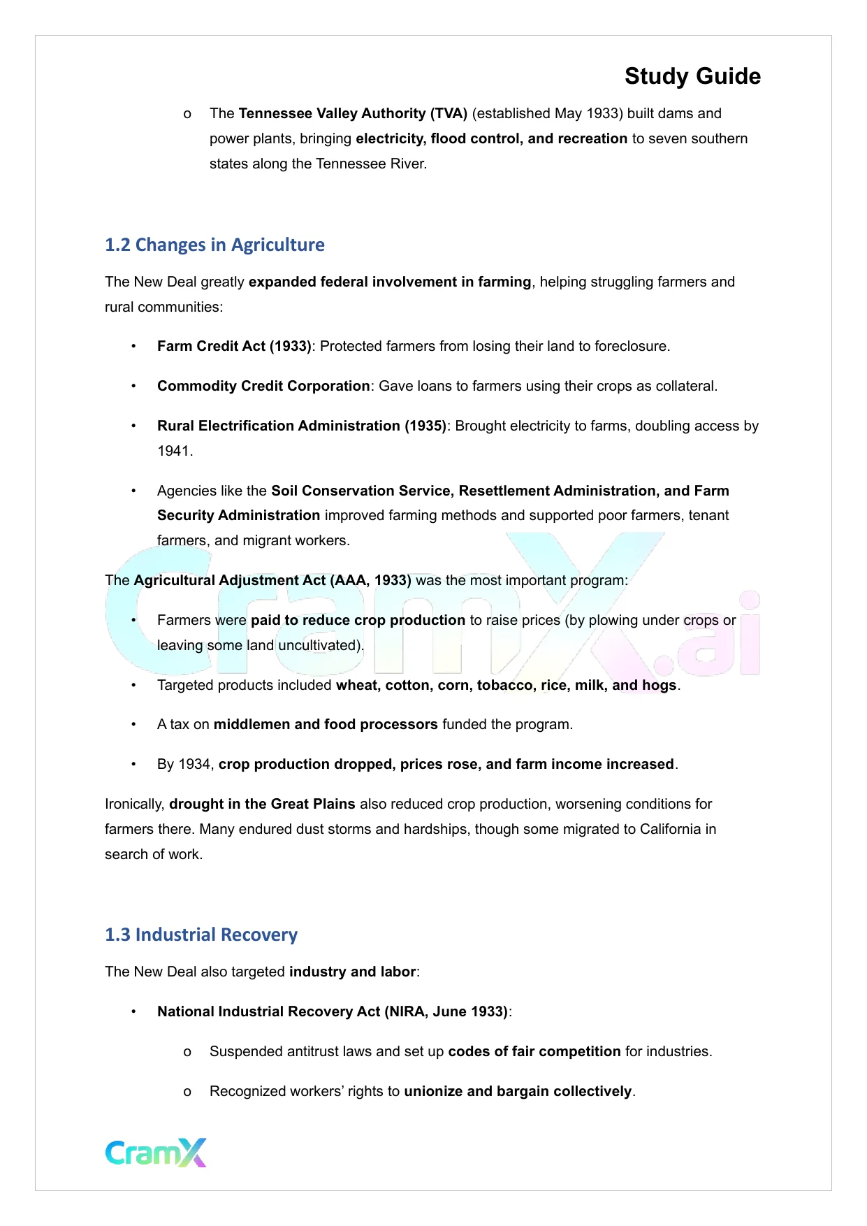 U.S. History II - Depression and the New Deal - Page 2 preview image