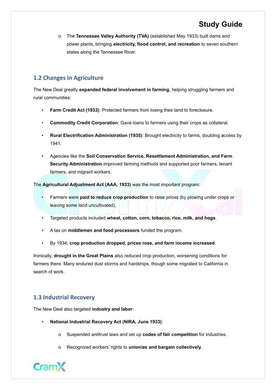 U.S. History II - Depression and the New Deal, page 2