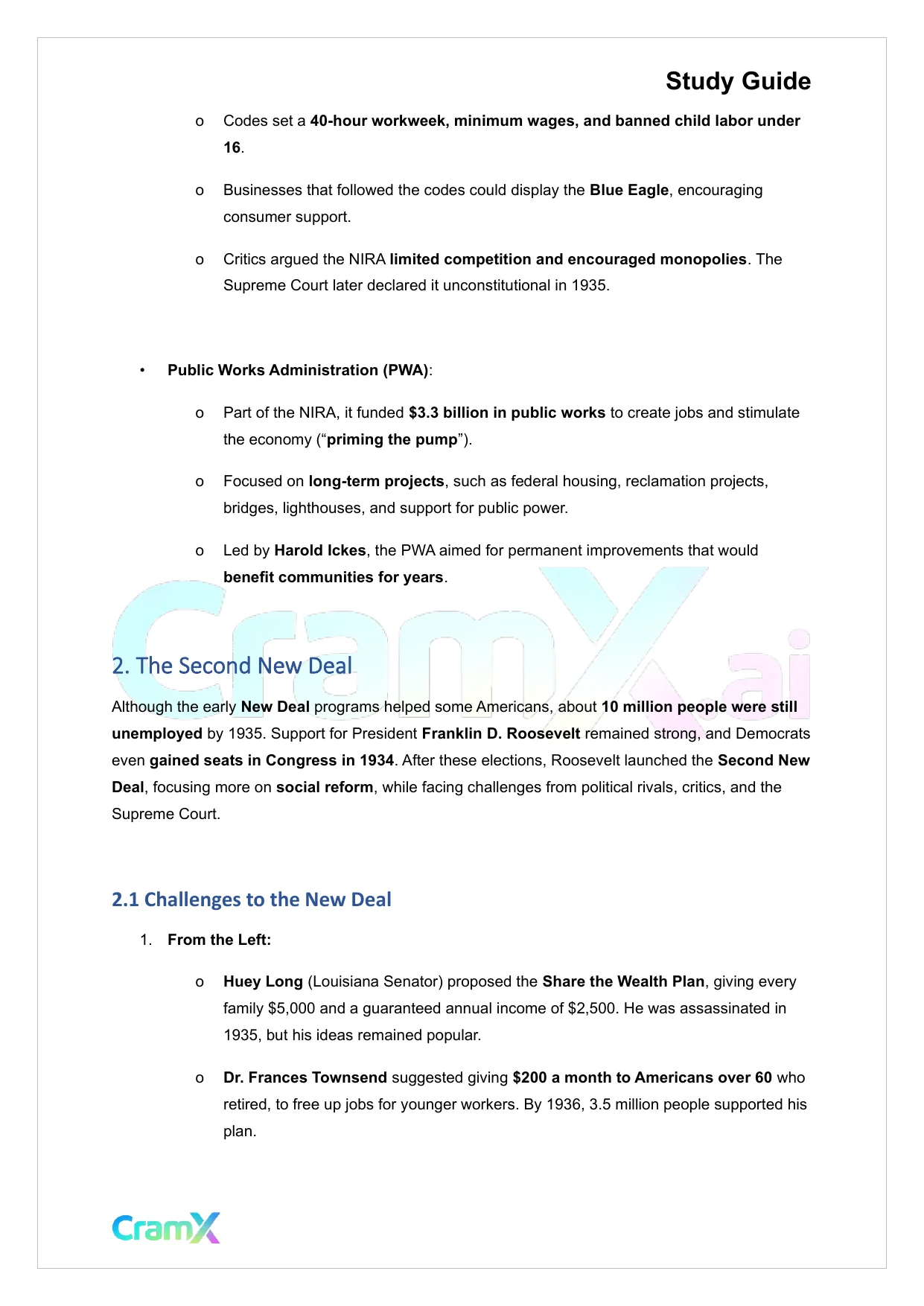 U.S. History II - Depression and the New Deal - Page 3 preview image