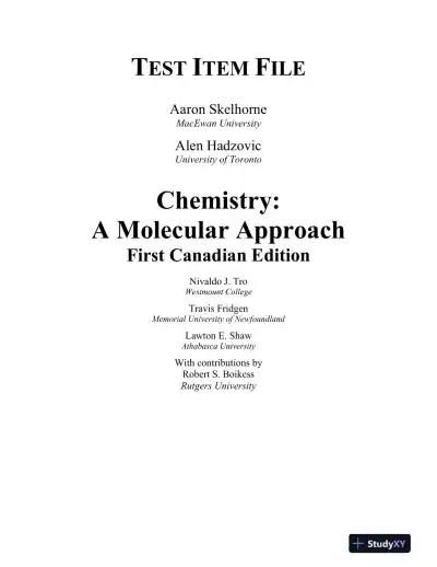 Chemistry: The Central Science , 12th Edition Test Bank - Page 1 preview image