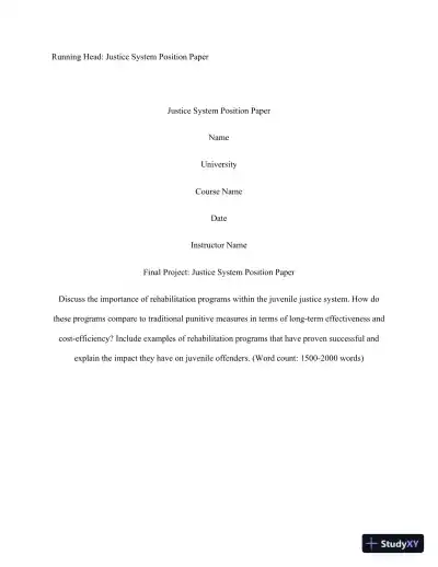 Justice System Position Paper - Page 1 preview image