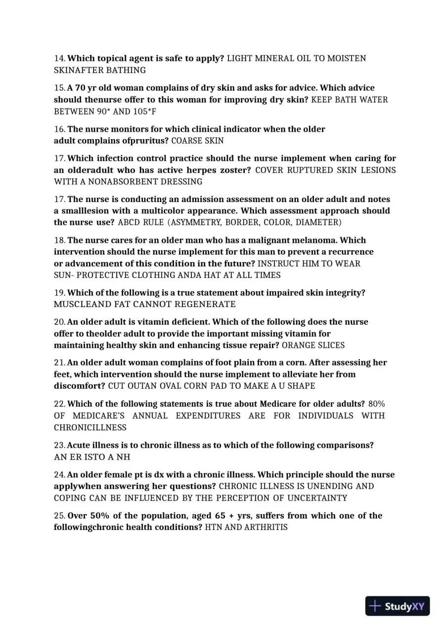 2019 HESI RN Gerontology Exam 3 Set in 1 With Answers (68 Solved Questions), page 4