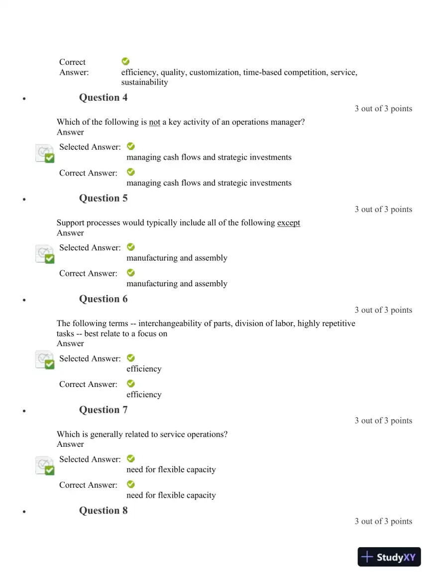 Operations Management Quiz 1: Key Concepts and Analysis, page 3