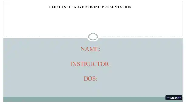 Effects Of Advertising Presentation - Learning Team CHUM/182 - Page 1 preview image