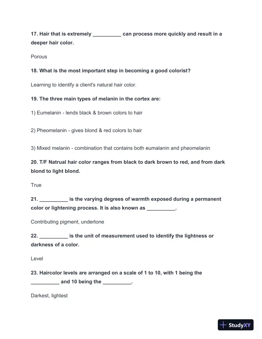 2024-2025 Milady Chapter 21 Workbook Practice Exam with Answers (206 Solved Questions), page 5