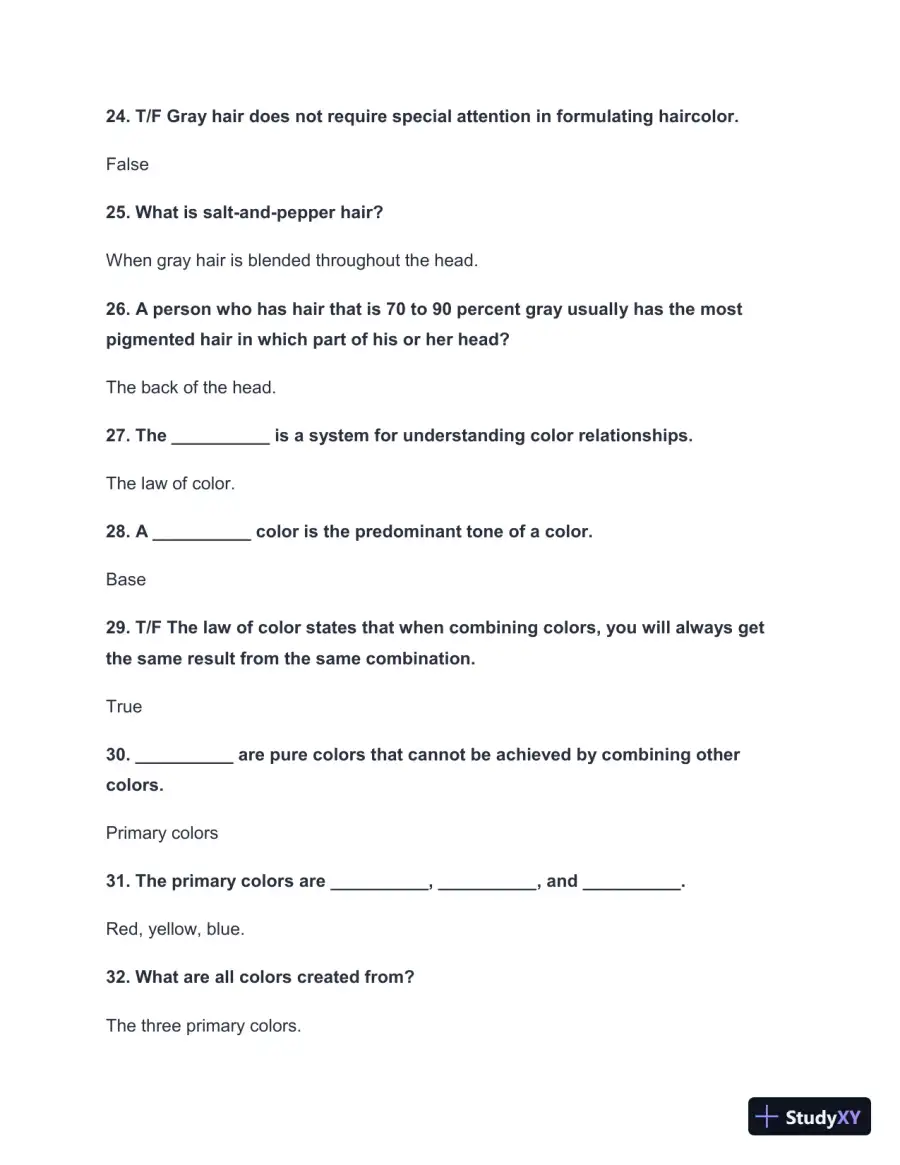 2024-2025 Milady Chapter 21 Workbook Practice Exam with Answers (206 Solved Questions), page 6