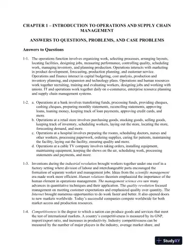 Operations Management: Creating Value Along The Supply Chain, 1st Canadian Edition Solution Manual - Page 1 preview image