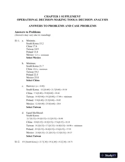 Operations Management: Creating Value Along The Supply Chain, 1st Canadian Edition Solution Manual - Page 13 preview image