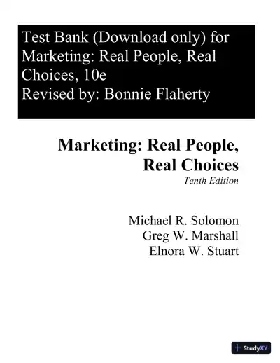 Test Bank for Marketing: Real People, Real Choices, 10th Edition - Page 1 preview image