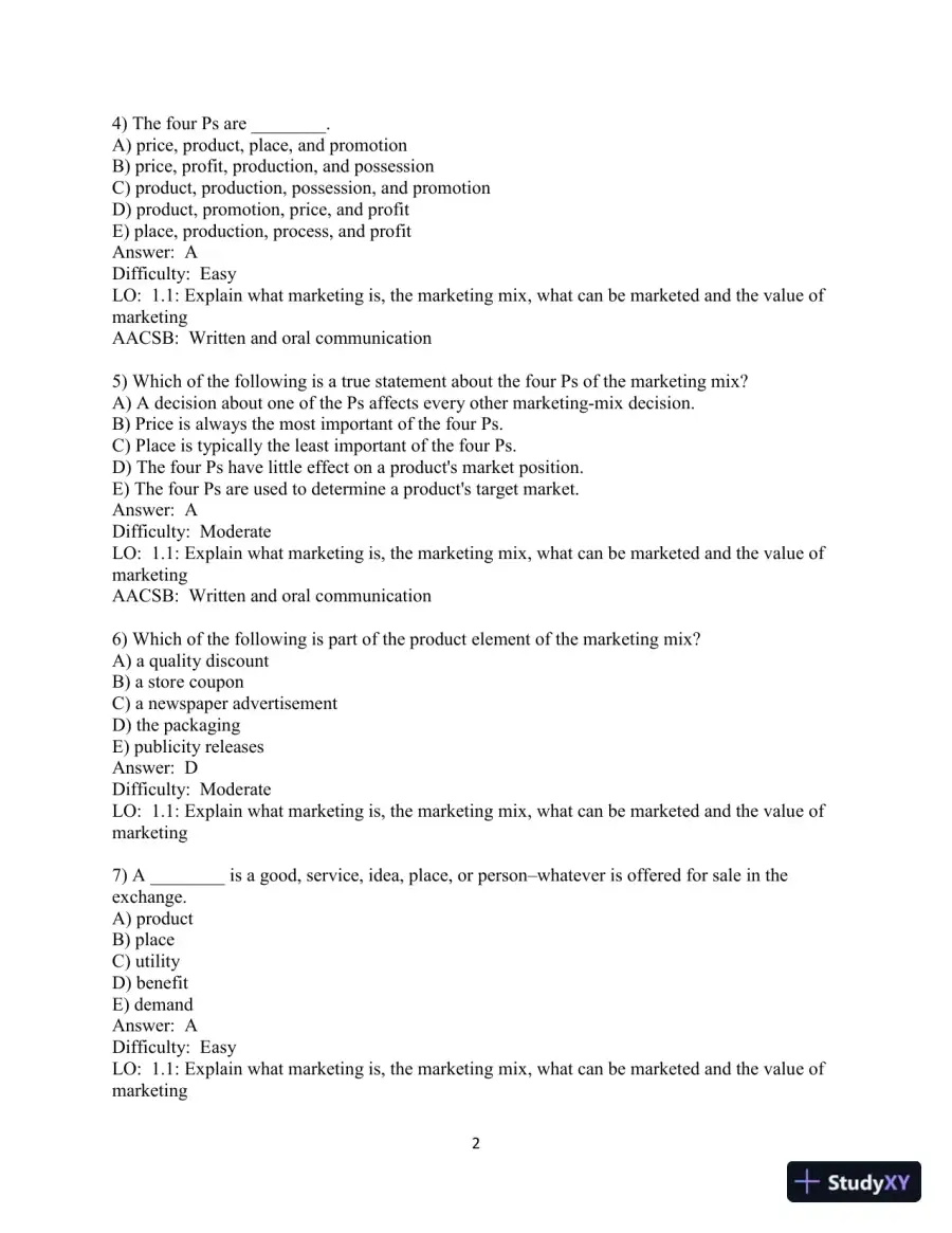 Test Bank for Marketing: Real People, Real Choices, 10th Edition, page 4