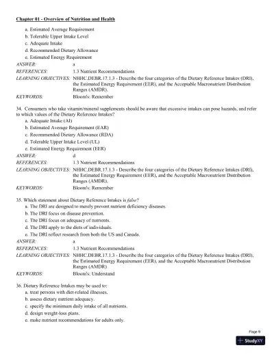 Test Bank For Nutrition for Health and Healthcare 6th Edition Test Bank - Page 10 preview image