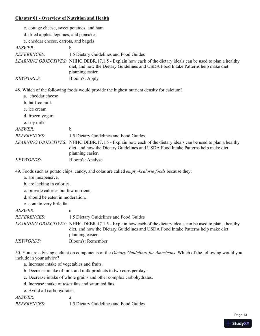 Test Bank For Nutrition for Health and Healthcare 6th Edition Test Bank, page 14