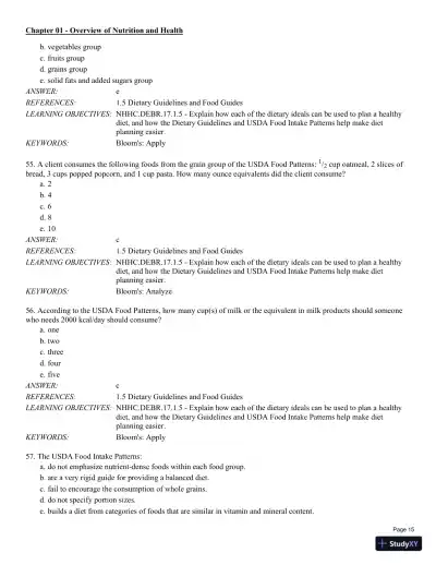 Test Bank For Nutrition for Health and Healthcare 6th Edition Test Bank - Page 16 preview image