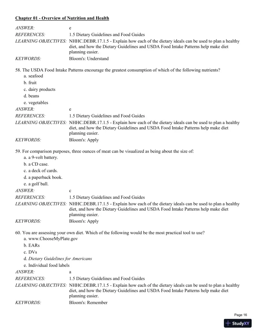 Test Bank For Nutrition for Health and Healthcare 6th Edition Test Bank, page 17