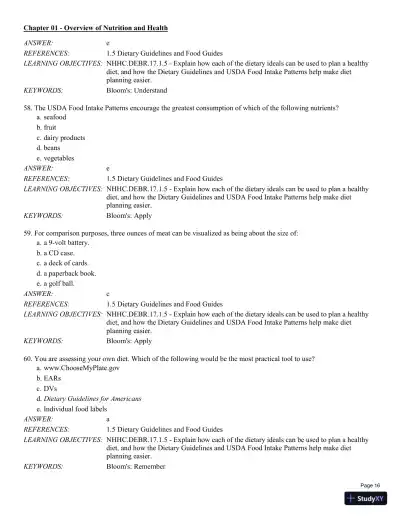 Test Bank For Nutrition for Health and Healthcare 6th Edition Test Bank - Page 17 preview image
