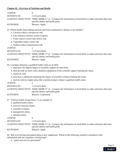 Test Bank For Nutrition for Health and Healthcare 6th Edition Test Bank - Page 19 preview image