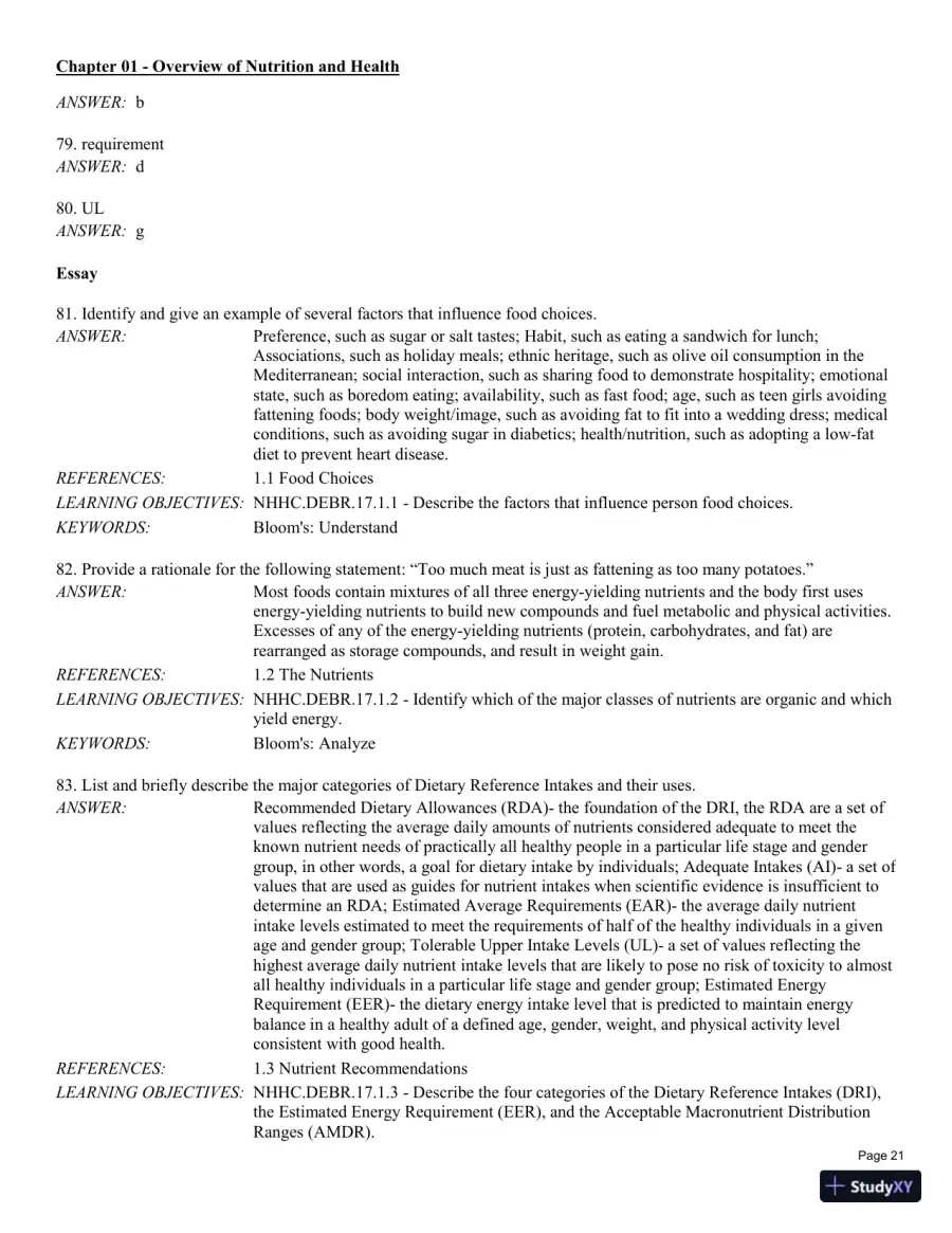Test Bank For Nutrition for Health and Healthcare 6th Edition Test Bank, page 22