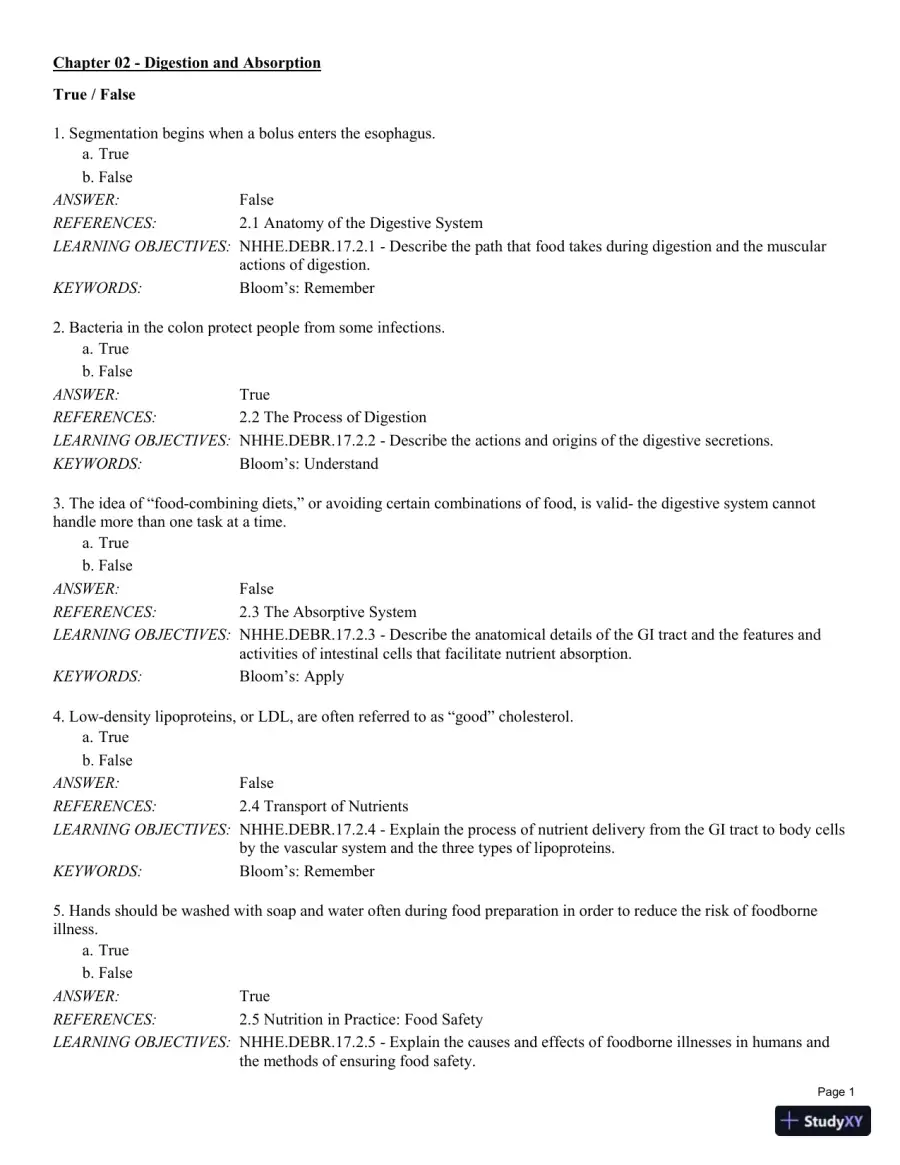 Test Bank For Nutrition for Health and Healthcare 6th Edition Test Bank, page 24