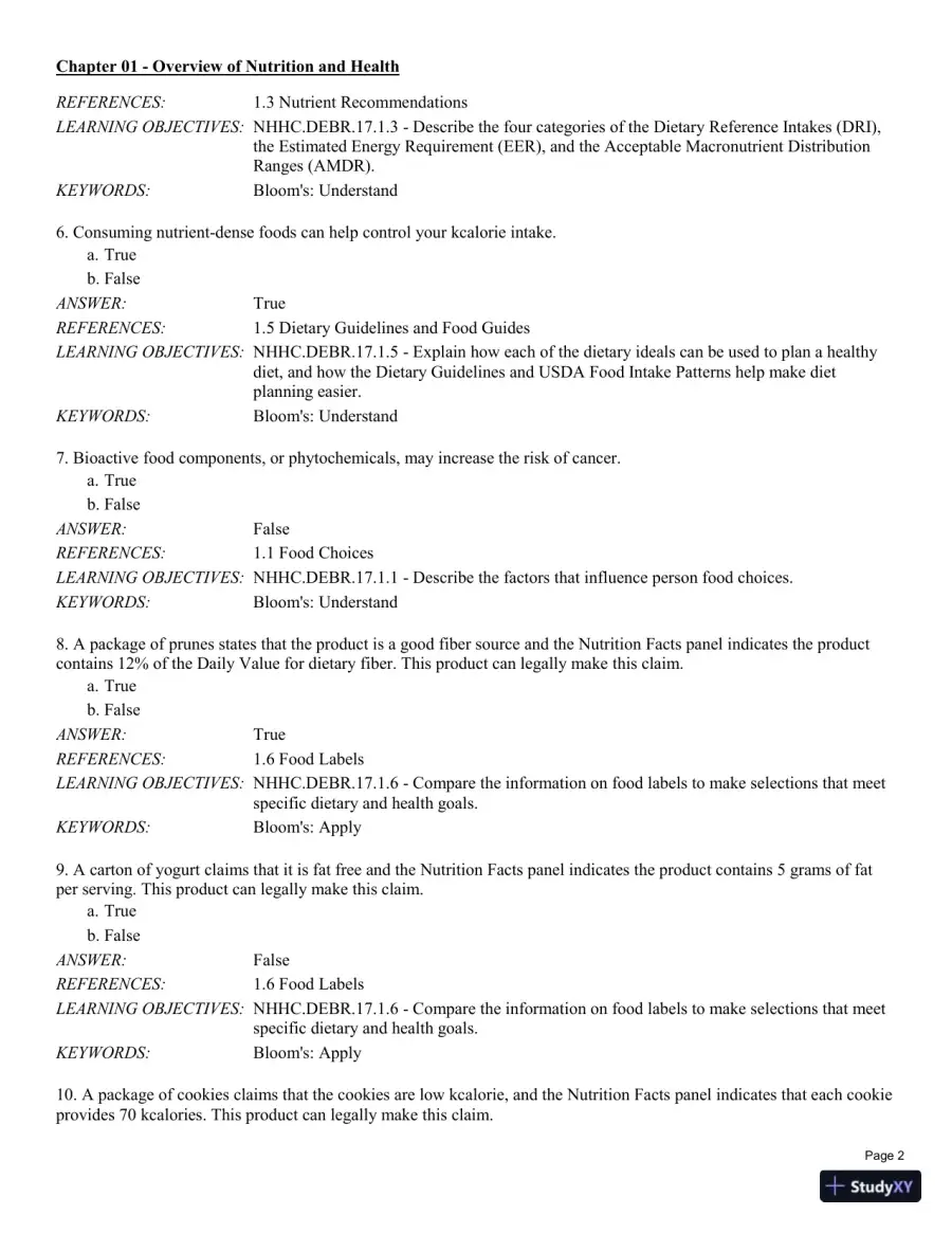Test Bank For Nutrition for Health and Healthcare 6th Edition Test Bank, page 3