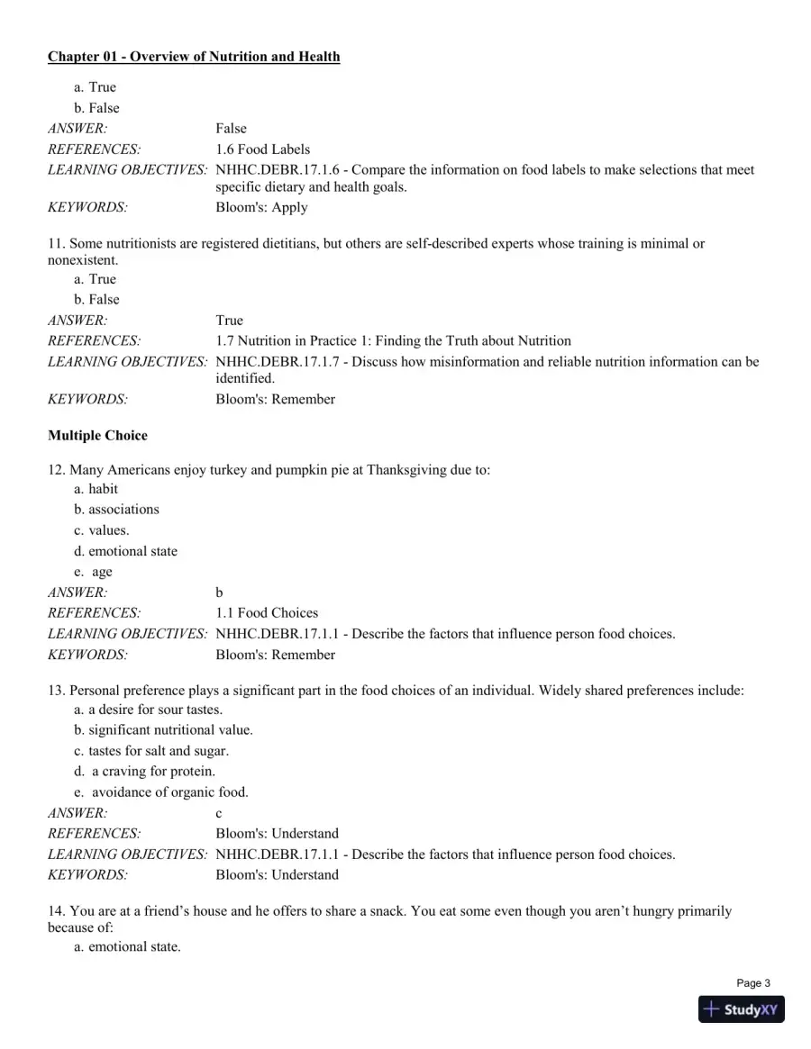 Test Bank For Nutrition for Health and Healthcare 6th Edition Test Bank, page 4