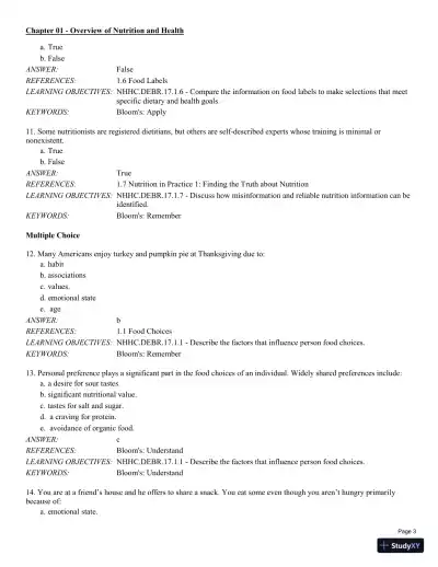 Test Bank For Nutrition for Health and Healthcare 6th Edition Test Bank - Page 4 preview image