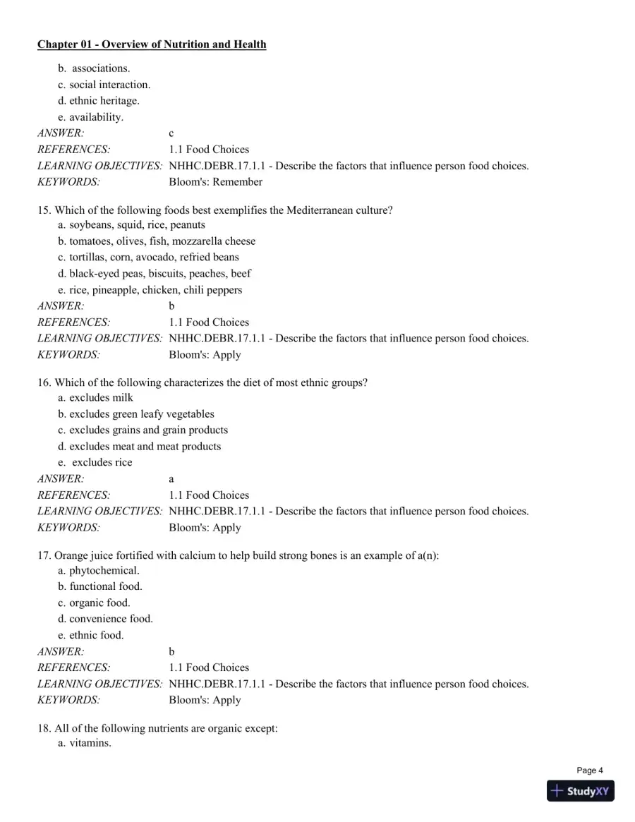 Test Bank For Nutrition for Health and Healthcare 6th Edition Test Bank, page 5