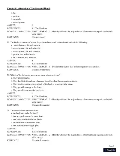 Test Bank For Nutrition for Health and Healthcare 6th Edition Test Bank - Page 6 preview image