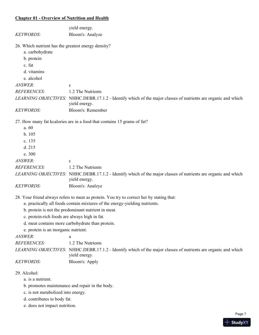 Test Bank For Nutrition for Health and Healthcare 6th Edition Test Bank, page 8